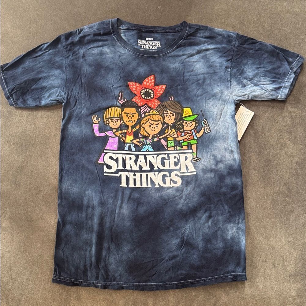 Netflix Stranger Things Kids Unisex Blue Tie-Dye T-Shirt Size XXL 18 NEW